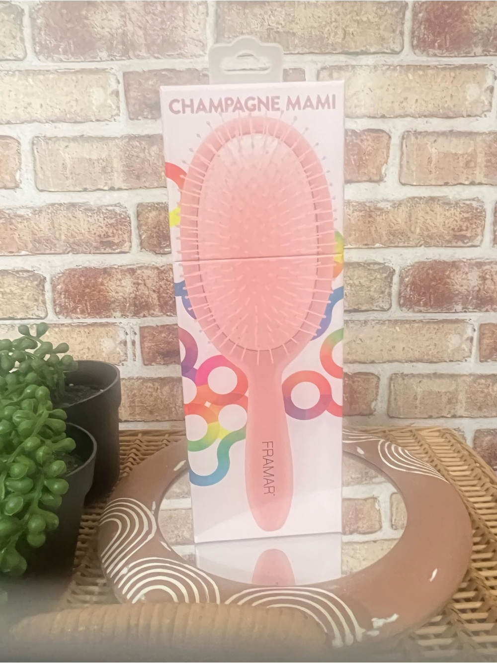 Champagne Mami Pink Detangling Brush by Framaar - Gentle Kids Hair Brush
